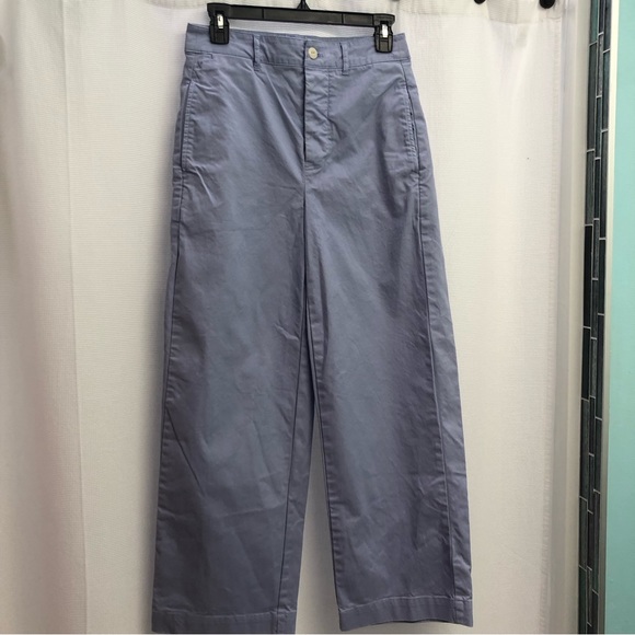 Alex Mill Pants - Alex Mill High Waisted Wide Leg Blue Cotton Button Fly Slacks 2